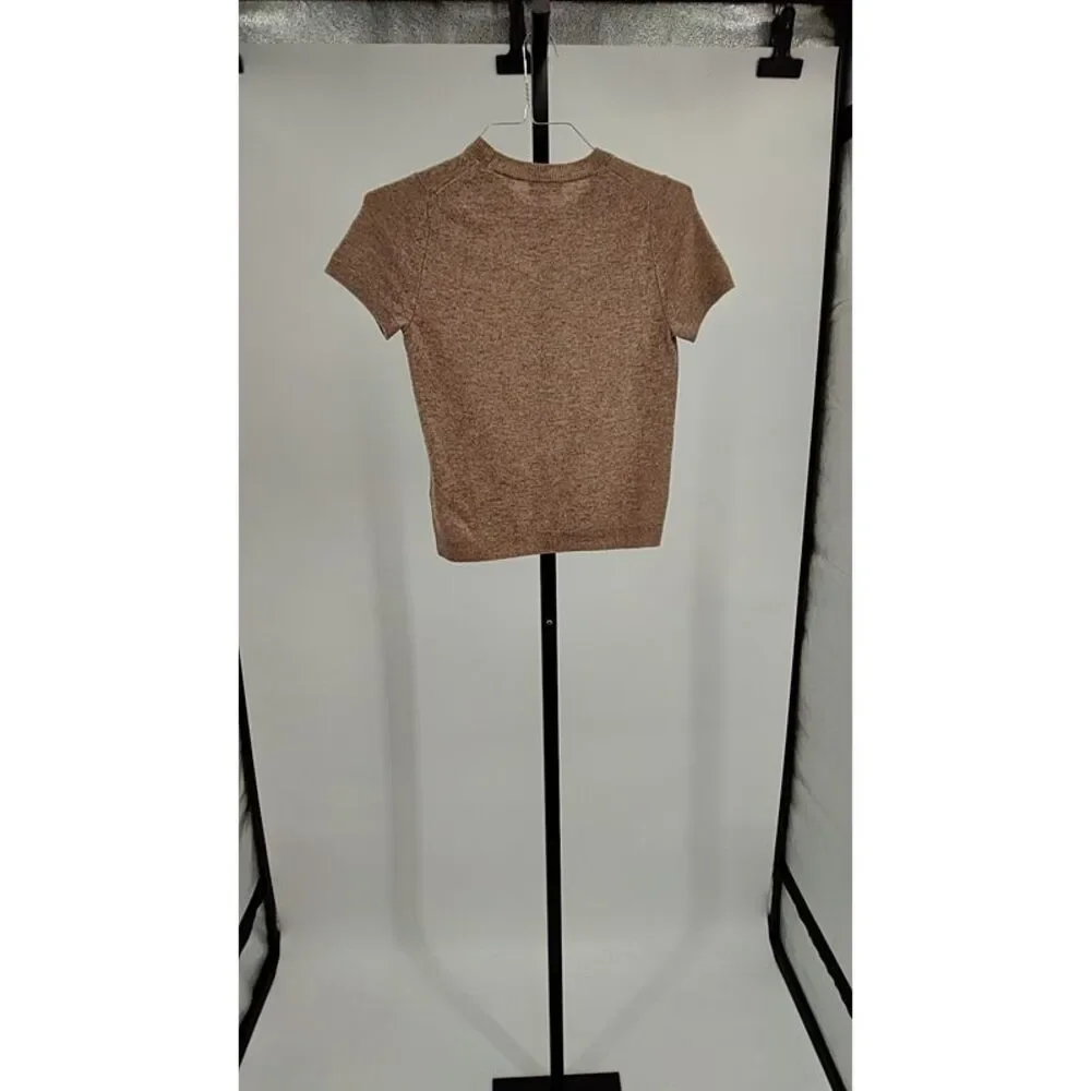 Quince Women Mongolian Cashmere Tee Oatmeal Sleeved Top Small - Picture 3 of 3